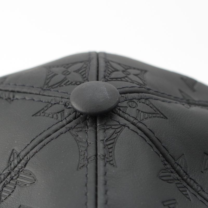 Louis Vuitton Leather Monogram Shadow Baseball Hat Cap M76580 Black