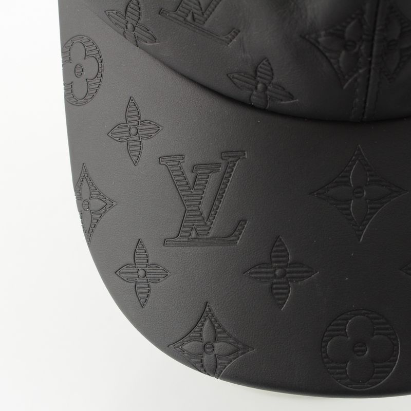Louis Vuitton Leather Monogram Shadow Baseball Hat Cap M76580 Black