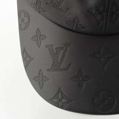 Louis Vuitton Leather Monogram Shadow Baseball Hat Cap M76580 Black