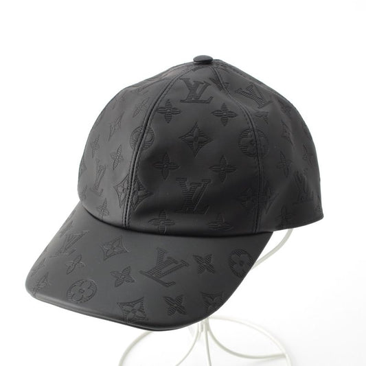 Louis Vuitton Leather Monogram Shadow Baseball Hat Cap M76580 Black