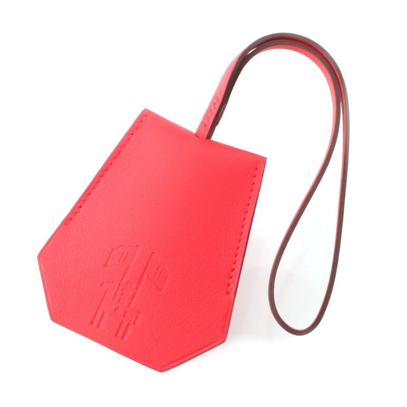 Hermes 24 Leather Years Gift Clochette Key Ring Charm Swift Key Ring Red