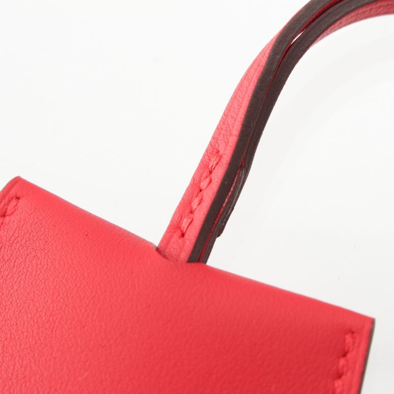 Hermes 24 Leather Years Gift Clochette Key Ring Charm Swift Key Ring Red