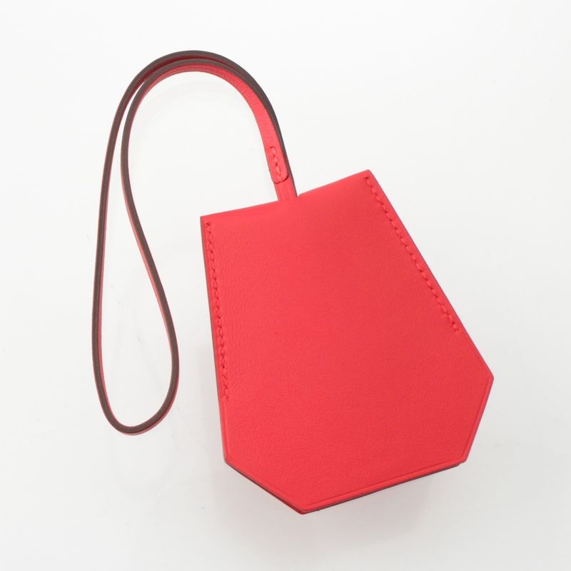 Hermes 24 Leather Years Gift Clochette Key Ring Charm Swift Key Ring Red