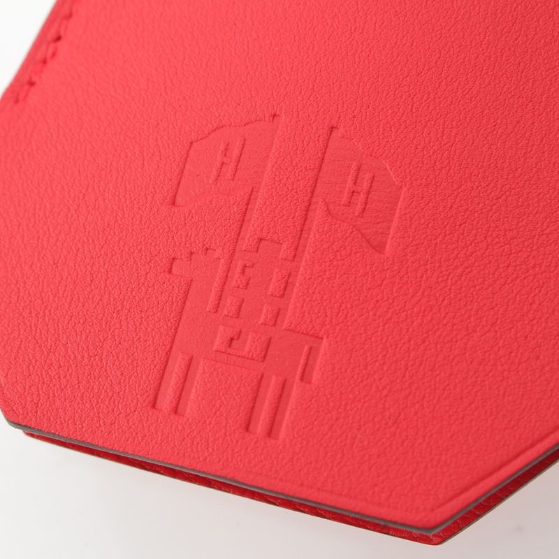 Hermes 24 Leather Years Gift Clochette Key Ring Charm Swift Key Ring Red