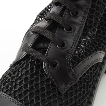 Prada Lace Up Long Boots Mesh Triangle Logo Boots 1w907m Black 36