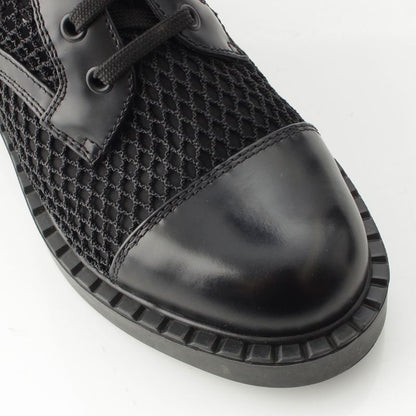 Prada Lace Up Long Boots Mesh Triangle Logo Boots 1w907m Black 36