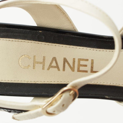 Chanel Leather Coco Mark Bicolor Suring Bag Pumps Shoes G38846 Black White 37c