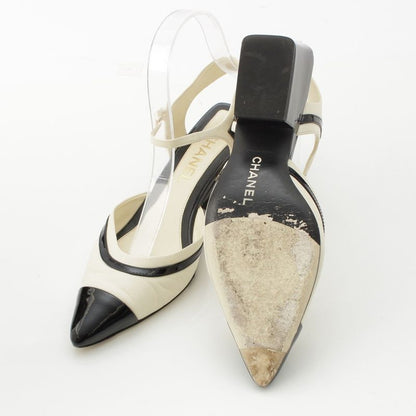 Chanel Leather Coco Mark Bicolor Suring Bag Pumps Shoes G38846 Black White 37c