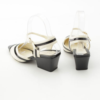 Chanel Leather Coco Mark Bicolor Suring Bag Pumps Shoes G38846 Black White 37c