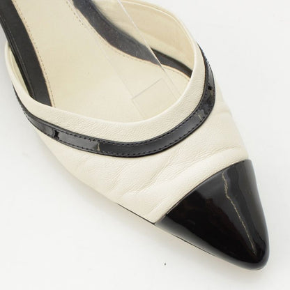 Chanel Leather Coco Mark Bicolor Suring Bag Pumps Shoes G38846 Black White 37c