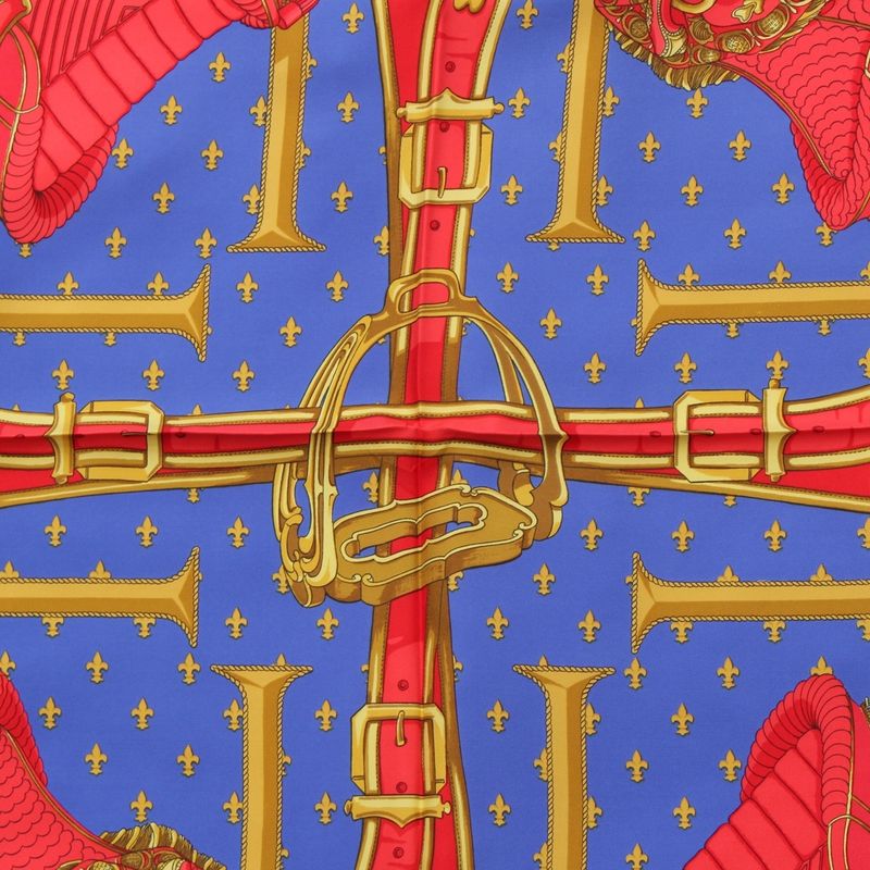 Hermes Carré 90 Selles a Housse Cabas - Sitting Silk Scarf White Multicolor