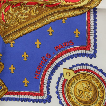 Hermes Carré 90 Selles a Housse Cabas - Sitting Silk Scarf White Multicolor