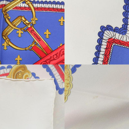 Hermes Carré 90 Selles a Housse Cabas - Sitting Silk Scarf White Multicolor