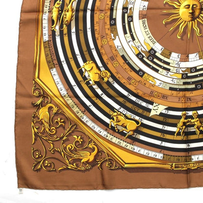 Hermes Carre 90 Dies Et Hore Astrology Silk Scarf Brown
