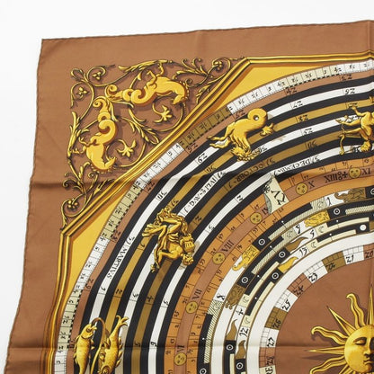Hermes Carre 90 Dies Et Hore Astrology Silk Scarf Brown