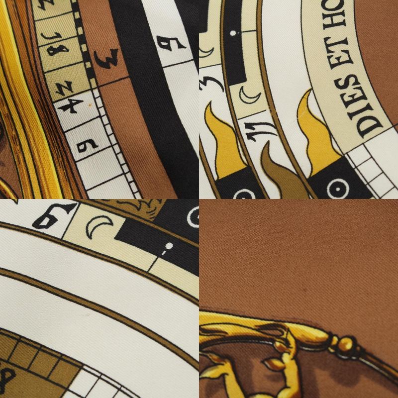 Hermes Carre 90 Dies Et Hore Astrology Silk Scarf Brown