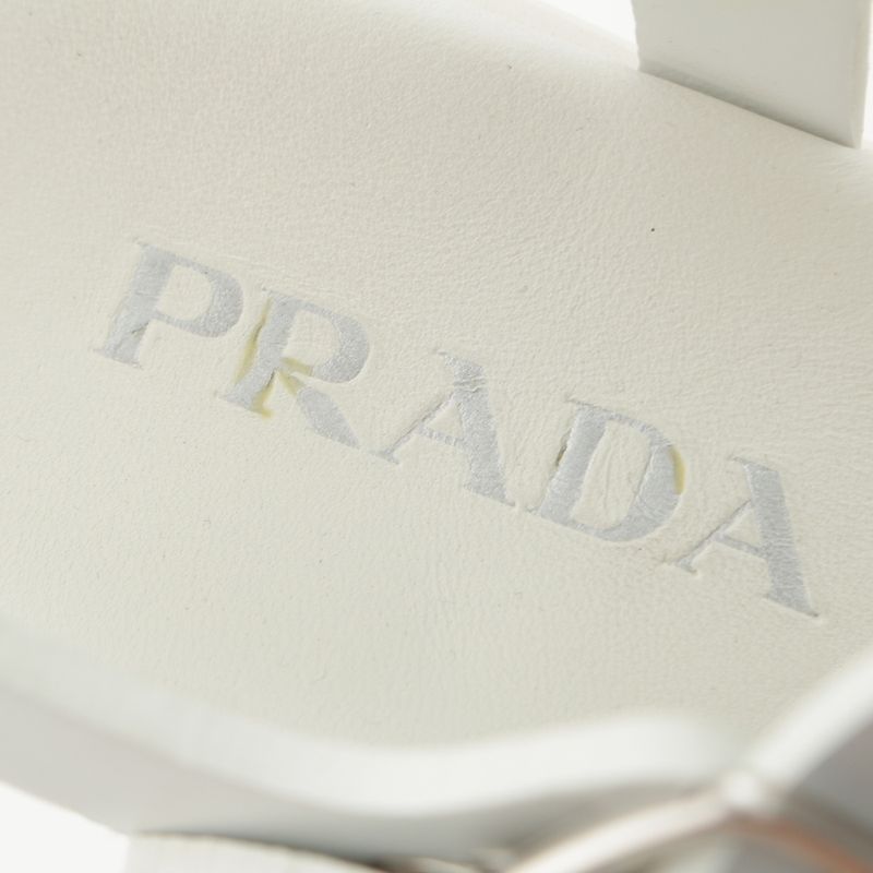 Prada Monolith Triangle Logo Sandals White 37