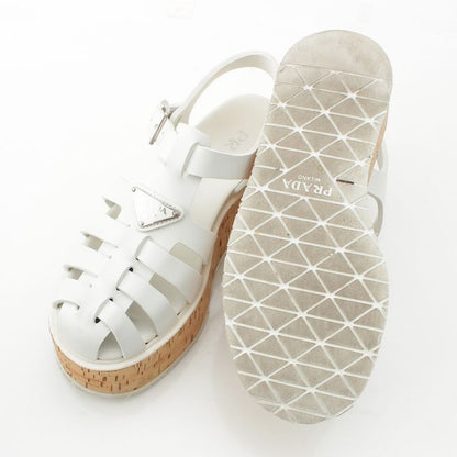 Prada Monolith Triangle Logo Sandals White 37