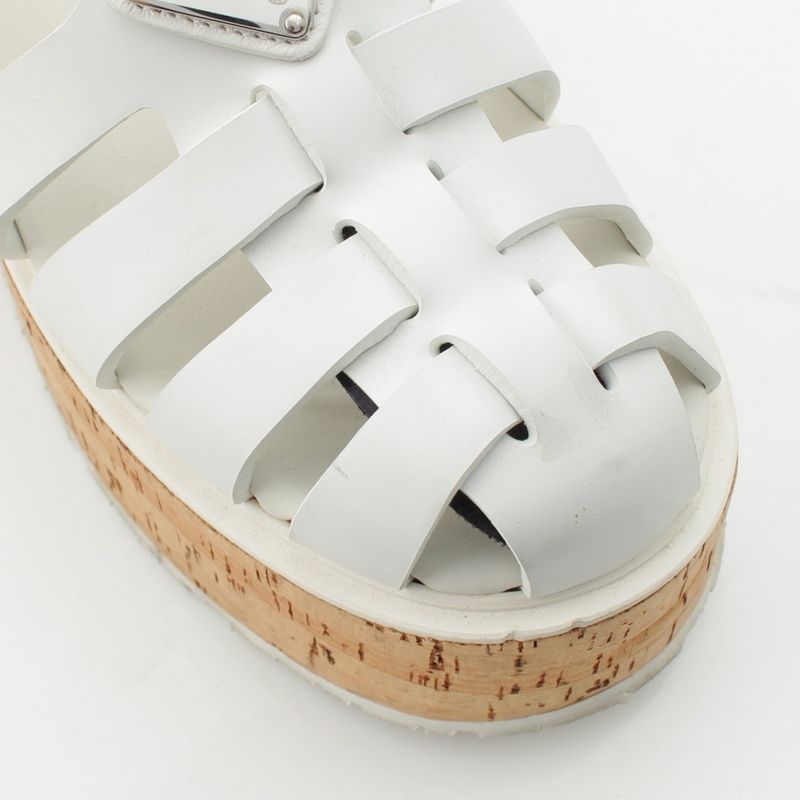 Prada Monolith Triangle Logo Sandals White 37