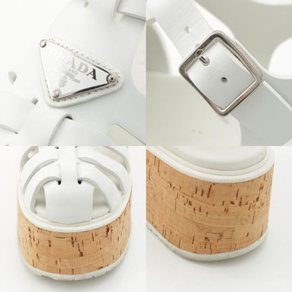 Prada Monolith Triangle Logo Sandals White 37