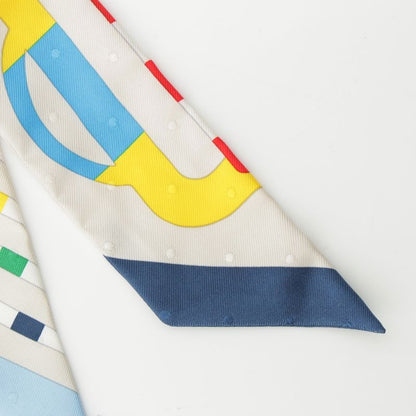 Hermes Twilly Bouclerie Moderne Modern Buckle Silk Scarf Multicolor