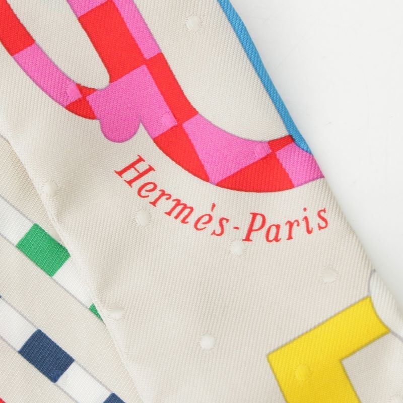 Hermes Twilly Bouclerie Moderne Modern Buckle Silk Scarf Multicolor