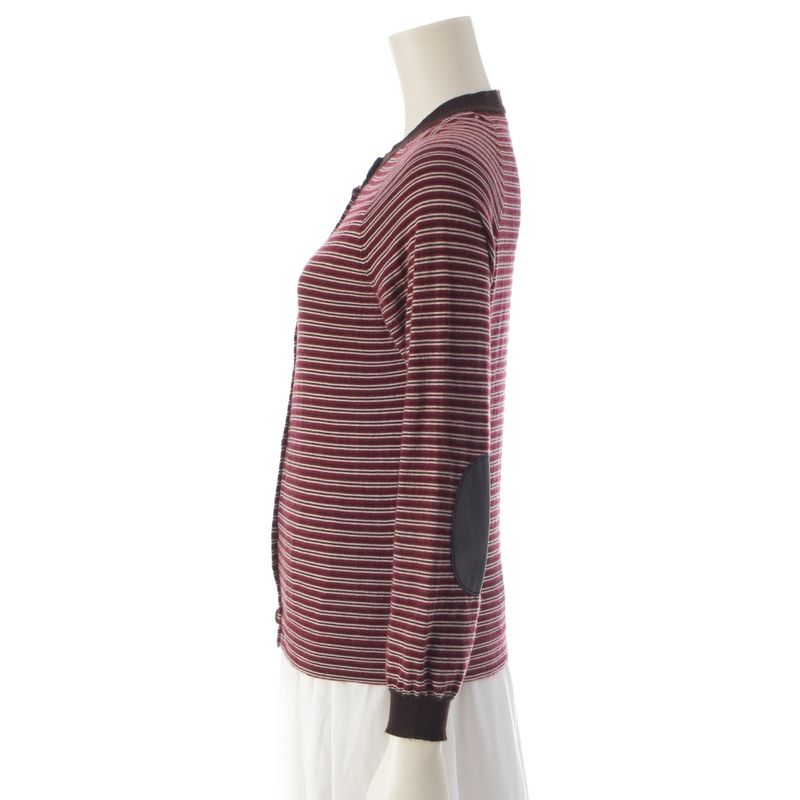 Prada Sport Cashmere Archive Striped Crewneck Knitted Cardigan Red Brown 40