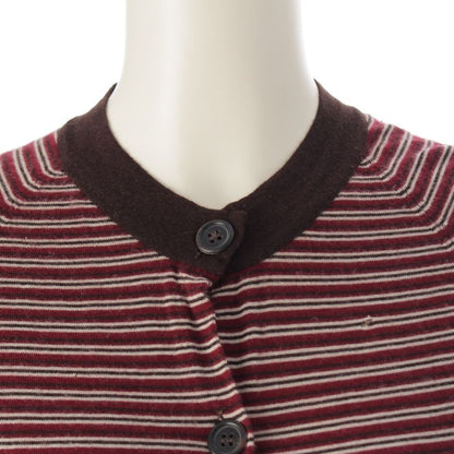 Prada Sport Cashmere Archive Striped Crewneck Knitted Cardigan Red Brown 40