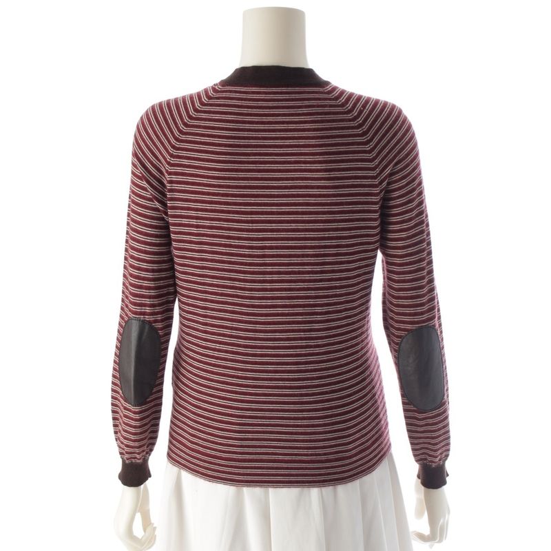 Prada Sport Cashmere Archive Striped Crewneck Knitted Cardigan Red Brown 40