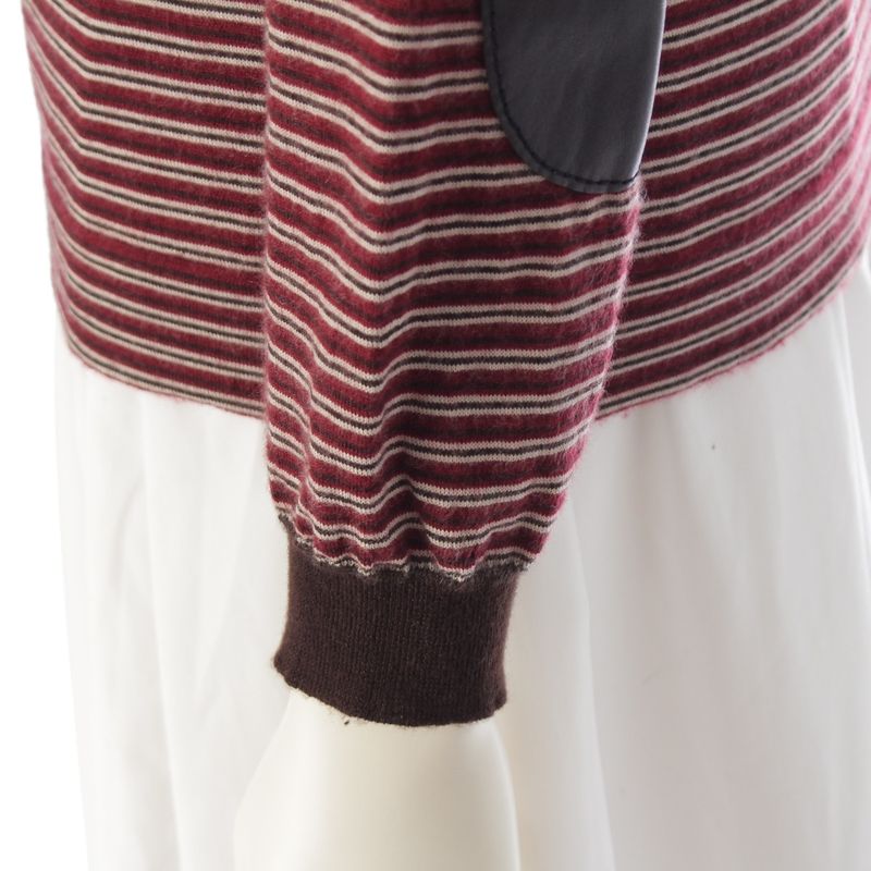 Prada Sport Cashmere Archive Striped Crewneck Knitted Cardigan Red Brown 40