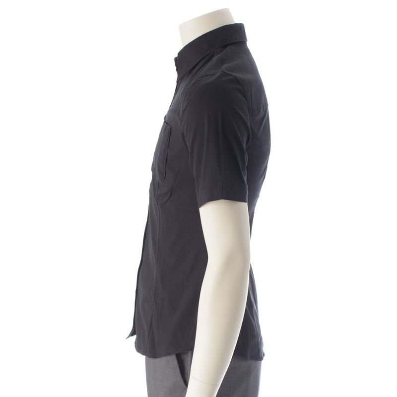 Prada Cotton Nylon Short Sleeved Shirt Top Black 44