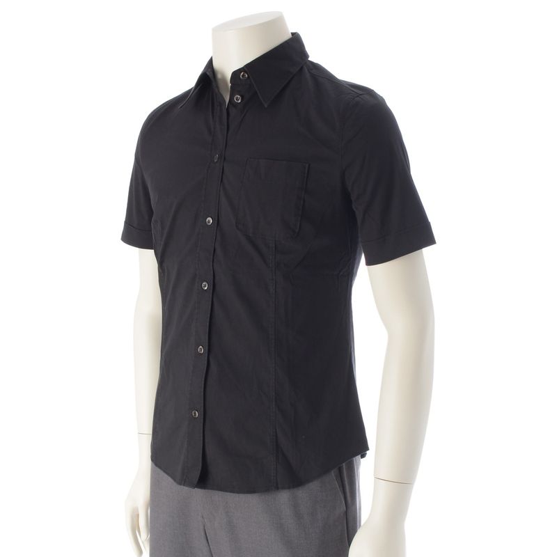 Prada Cotton Nylon Short Sleeved Shirt Top Black 44