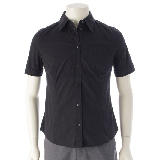 Prada Cotton Nylon Short Sleeved Shirt Top Black 44