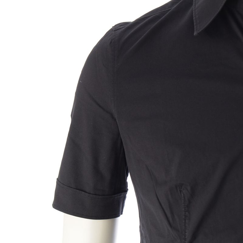 Prada Cotton Nylon Short Sleeved Shirt Top Black 44