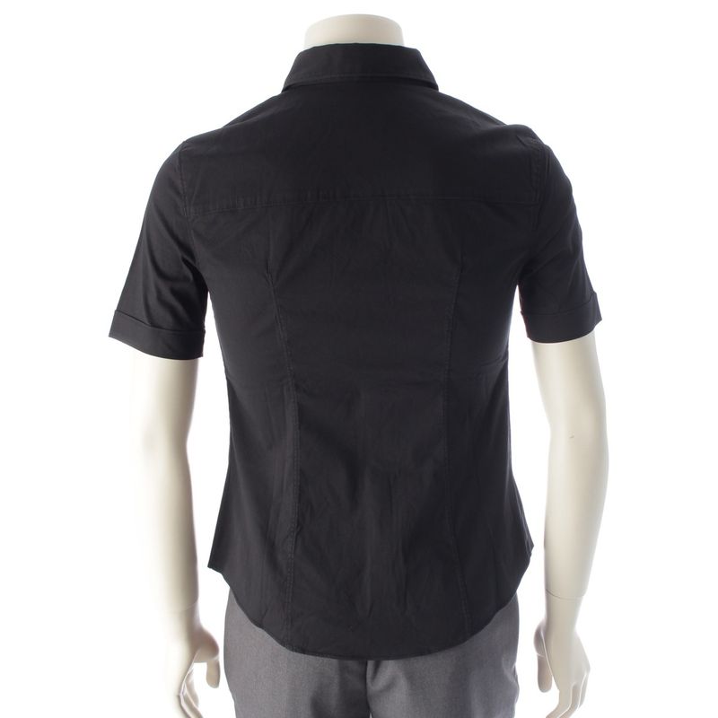 Prada Cotton Nylon Short Sleeved Shirt Top Black 44