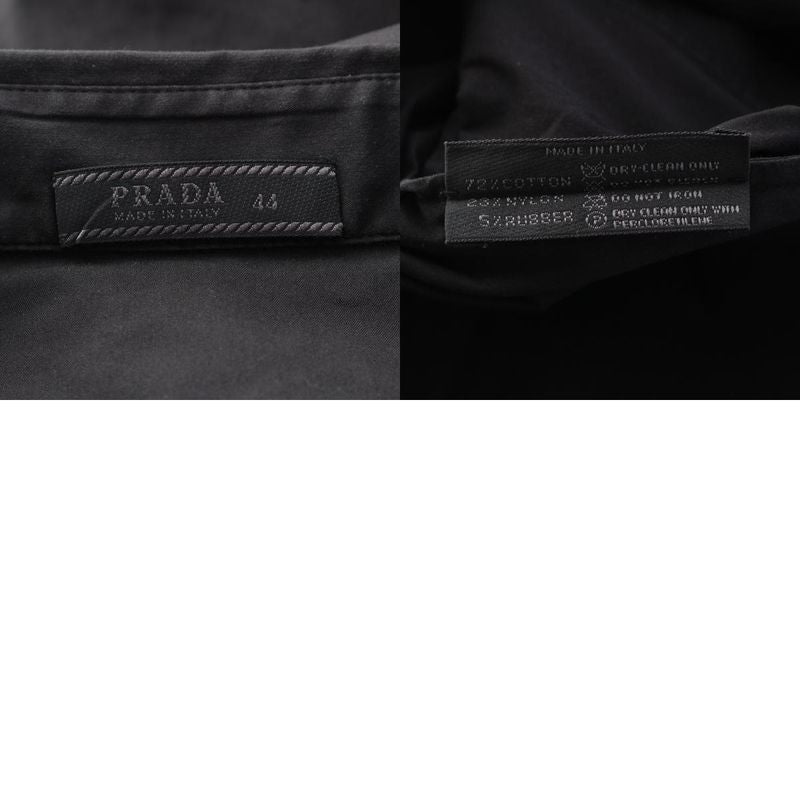 Prada Cotton Nylon Short Sleeved Shirt Top Black 44