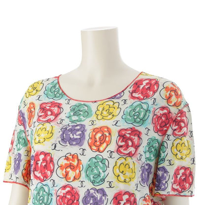 Chanel 00ss Nylon Coco Mark Camelia All Over Pattern Top Short Sleeves P11246v06