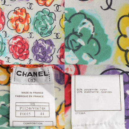 Chanel 00ss Nylon Coco Mark Camelia All Over Pattern Top Short Sleeves P11246v06