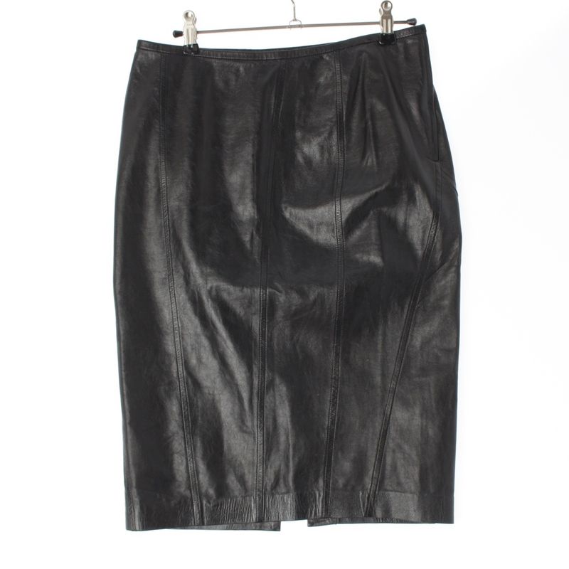 Gucci Leather Tom Ford Period Shape Pattern Bias Skirt Black 38