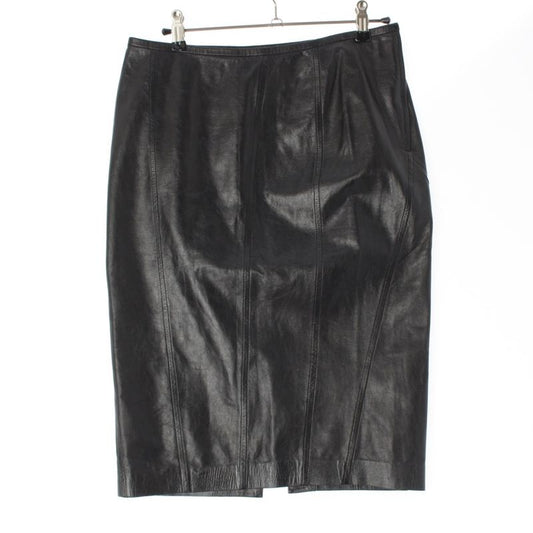 Gucci Leather Tom Ford Period Shape Pattern Bias Skirt Black 38