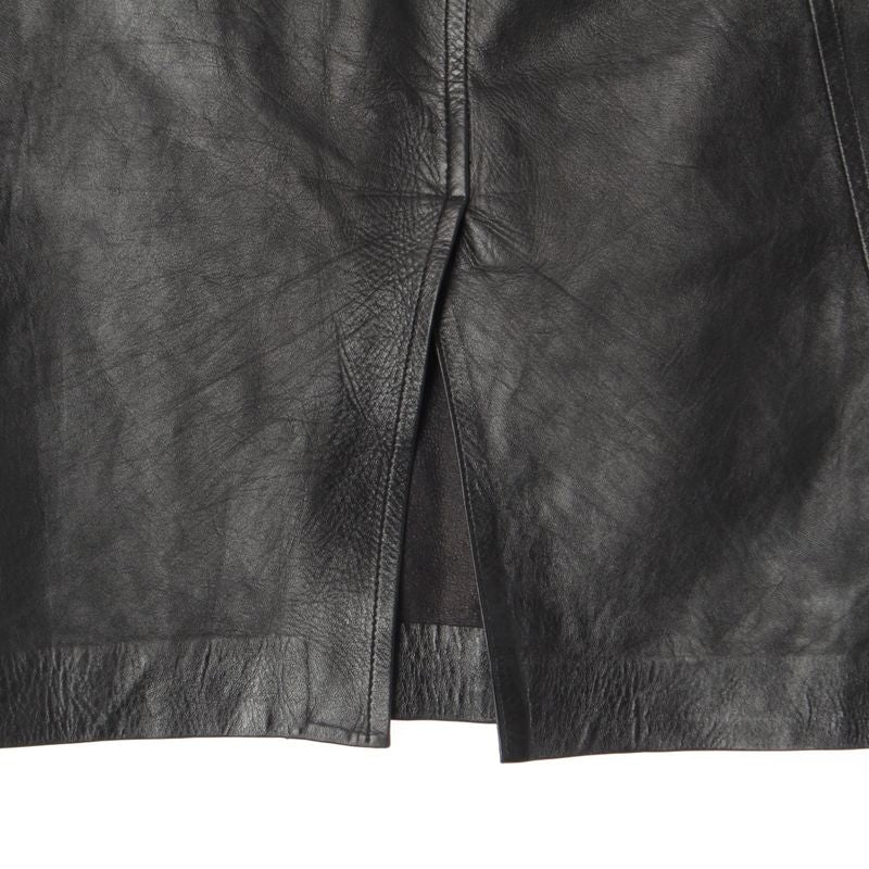 Gucci Leather Tom Ford Period Shape Pattern Bias Skirt Black 38