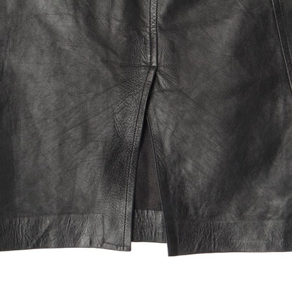 Gucci Leather Tom Ford Period Shape Pattern Bias Skirt Black 38