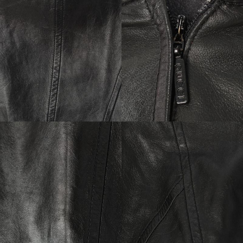 Gucci Leather Tom Ford Period Shape Pattern Bias Skirt Black 38