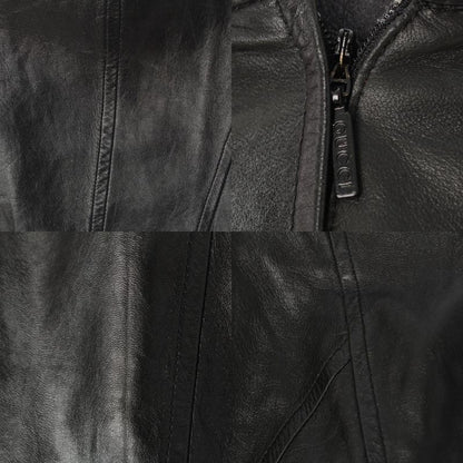 Gucci Leather Tom Ford Period Shape Pattern Bias Skirt Black 38