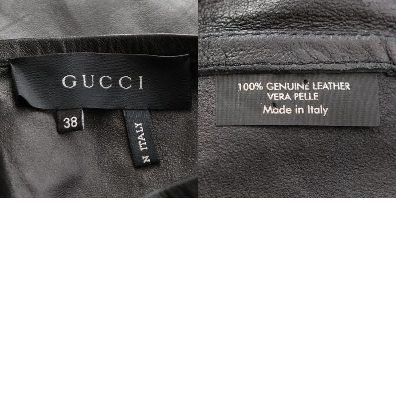 Gucci Leather Tom Ford Period Shape Pattern Bias Skirt Black 38