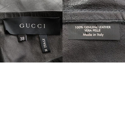 Gucci Leather Tom Ford Period Shape Pattern Bias Skirt Black 38