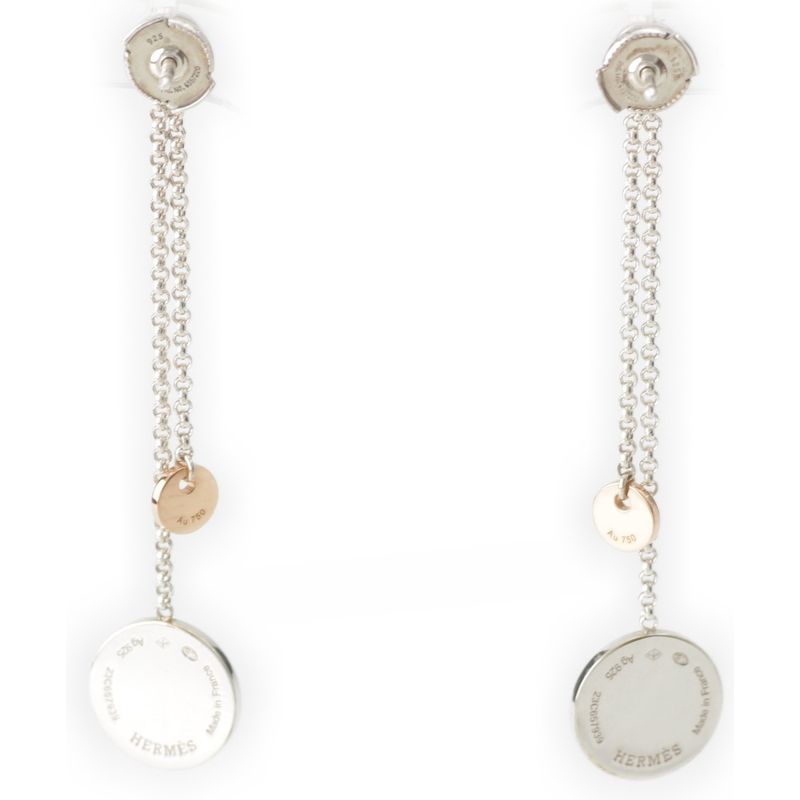 Hermes Exlibris PM Ag925 Au750pg Earrings Accessories Silver 6.5g