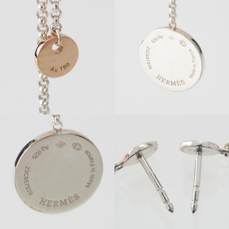 Hermes Exlibris PM Ag925 Au750pg Earrings Accessories Silver 6.5g