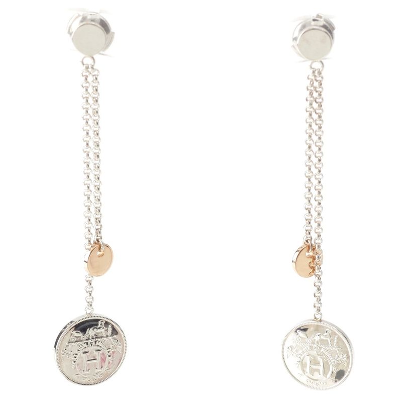 Hermes Exlibris PM Ag925 Au750pg Earrings Accessories Silver 6.5g