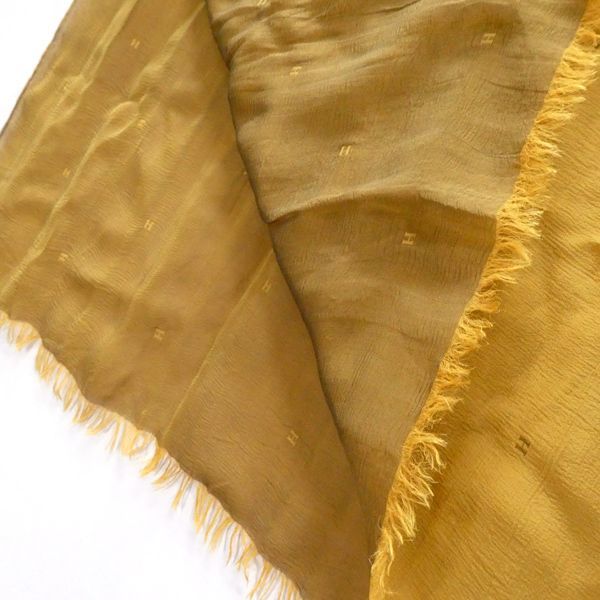 Hermes Shawl Margiela Period H Dot Silk Ocher Yellow Reversible Vintage Hermes
